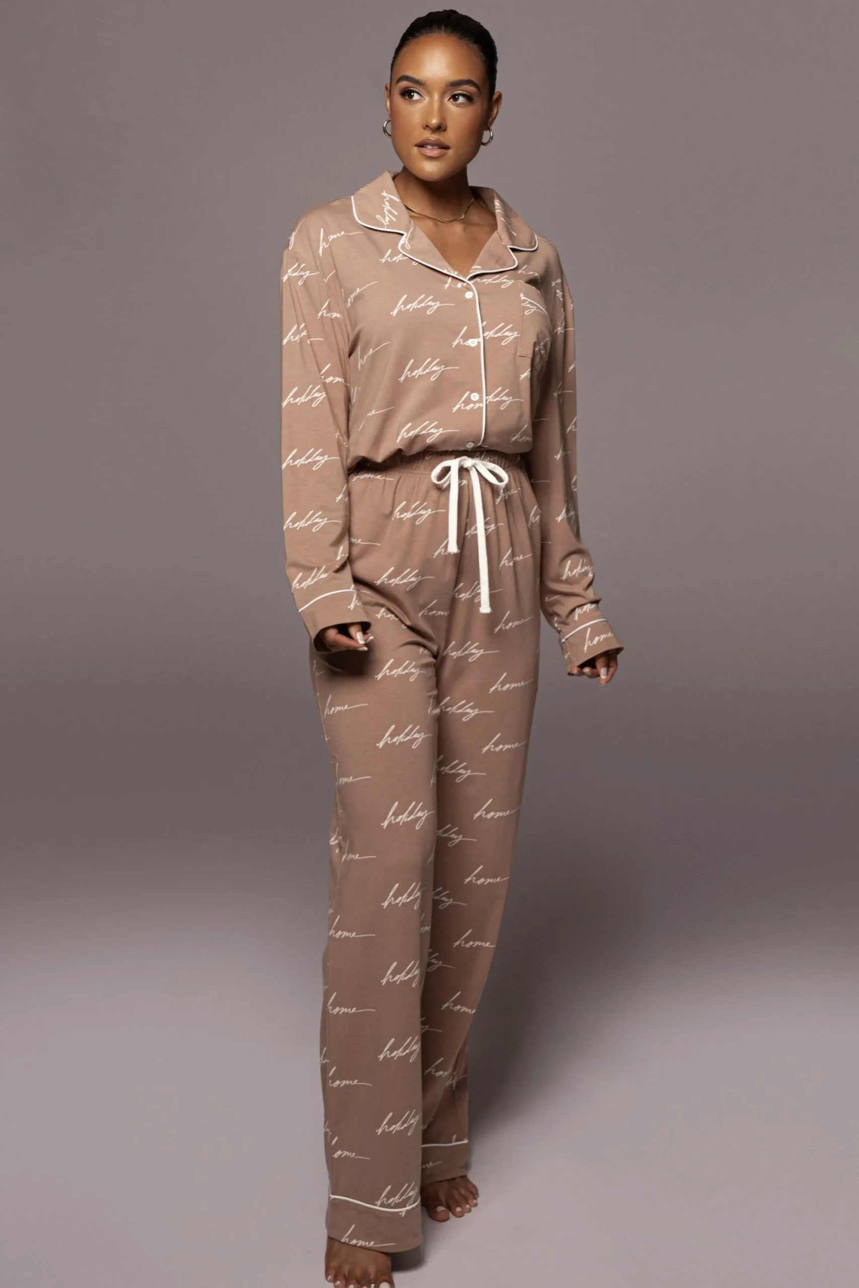 whitetan_home_for_the_hol_8.webp JLUXLABEL White/Tan Home For The Holiday Adult Pajama Set