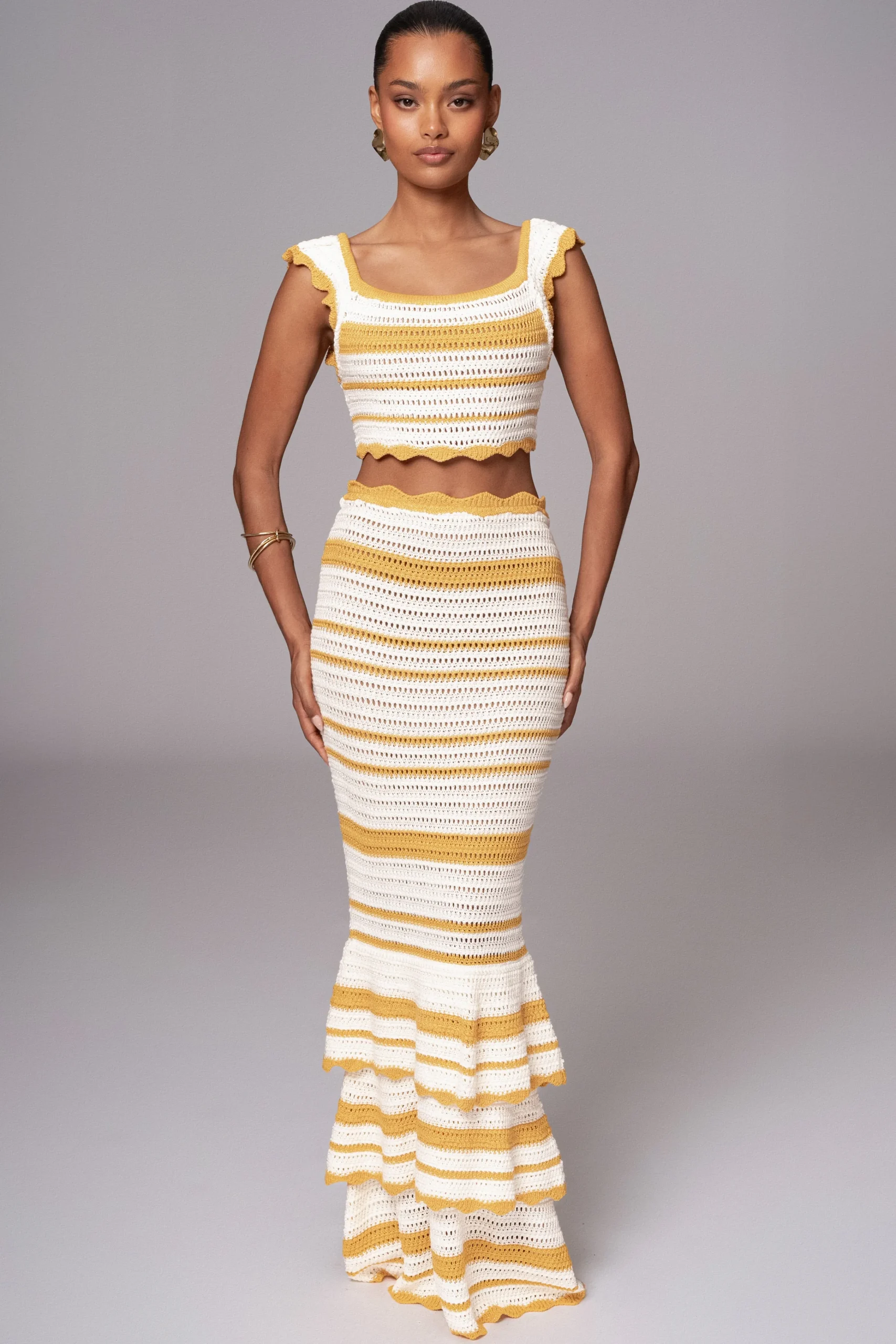 yellow_corazon_ruffle_ski_1.webp JLUXLABEL Yellow Corazon Ruffle Skirt Set