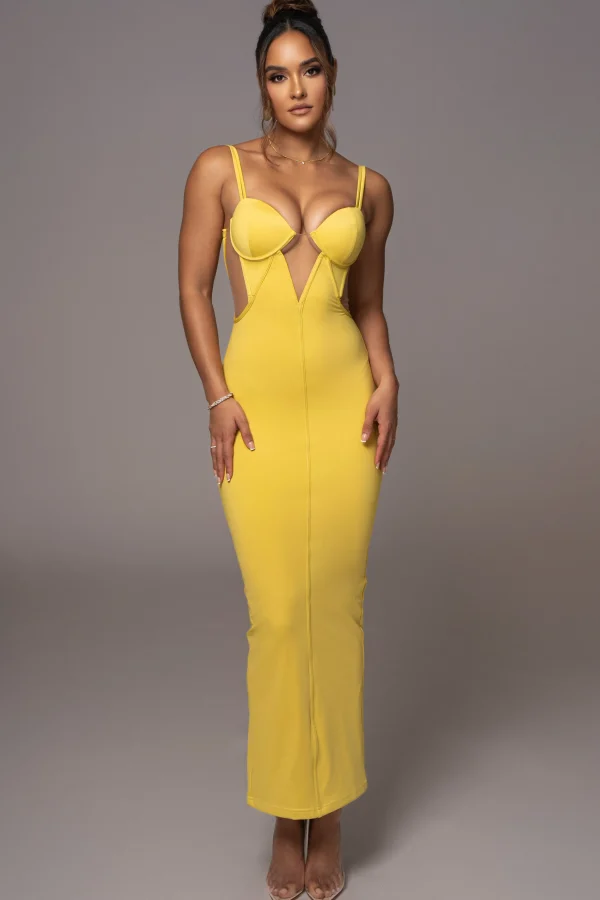 JLUXLABEL Yellow Enchantment Bustier Maxi Dress