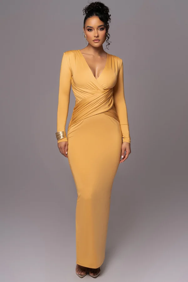 JLUXLABEL Yellow Rowan Plunge Maxi Dress