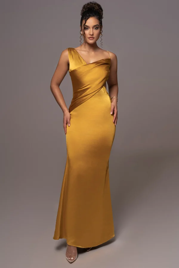 JLUXLABEL Yellow Satin Belle Maxi Dress