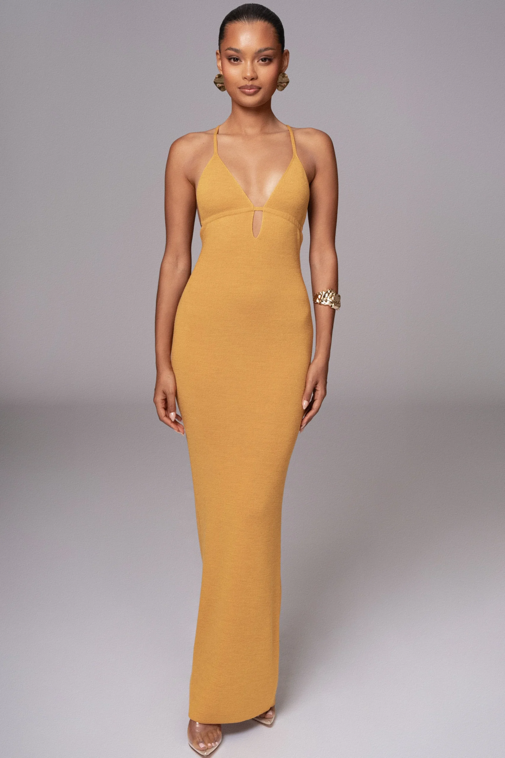 yellow_sun_rays_knit_maxi_0.webp JLUXLABEL Yellow Sun Rays Knit Maxi Dress